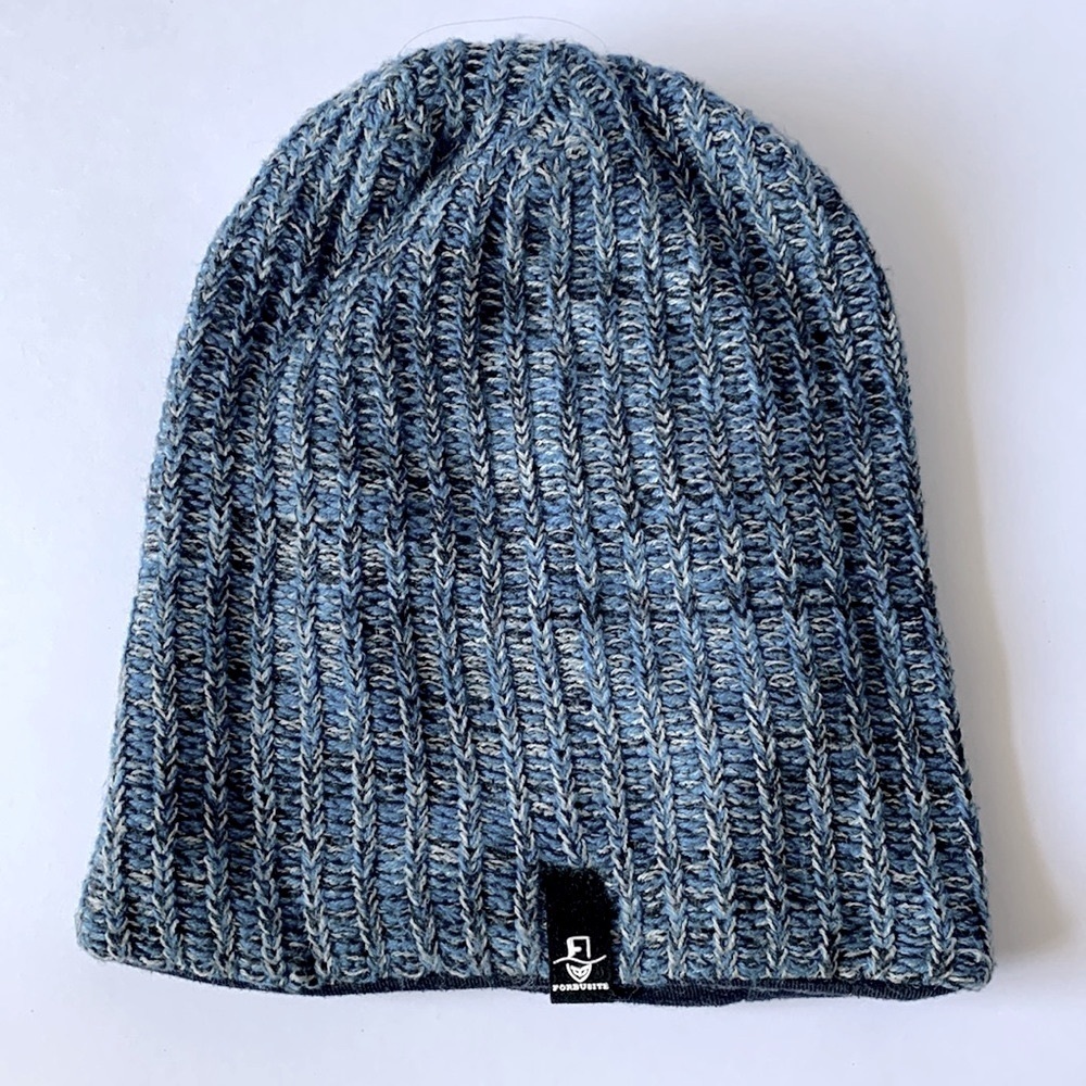 FORBUSITE Blue Knit Oversized Beanie Cap